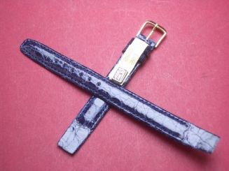 Krokodil-Leder-Armband für feste Stege 12mm Farbe: Blau 