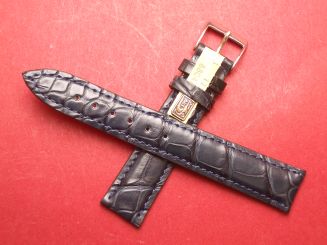 Louisiana Krokodil-Leder-Armband 18mm im Verlauf auf 16mm Farbe: Blauschwarz 