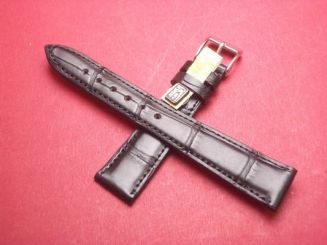 Louisiana Krokodil-Leder-Armband 18mm im Verlauf auf 14mm Farbe: Schwarz 