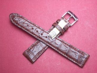 Louisiana Krokodil-Leder-Armband 19mm im Verlauf auf 16mm Farbe: Dunkelbraun 