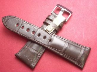 Louisiana Krokodil-Leder-Armband 28mm im Verlauf auf 20mm Farbe: Braun 