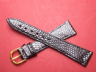 Leder-Armband 20mm  im Verlauf auf 14mm an der Schließe Farbe: schwarz 