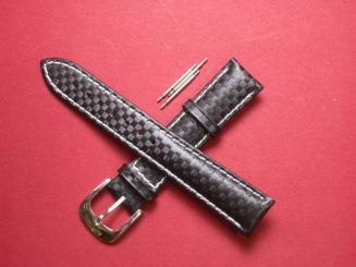 Leder- Armband mit Dornschließe und 3 Federstegen Farbe: Schwarz, weiße Naht Breite 20mm