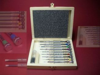 Sehr hochwertiges Uhrmacherschraubendreher-Set in einer Holzkiste Werkzeug 