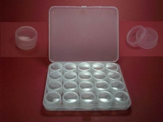 Sortier-Box aus Kunststoff einschließlich 20 Dosen mit Glasdeckel 