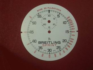 Breitling Stoppuhr-Zifferblatt Kurzzeitmesser, Kaliber: Baumgartner 410 & 411, Metall bedruckt 