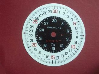 Breitling Stoppuhr-Zifferblatt Kurzzeitmesser, Kaliber: Baumgartner 412 & 413, Metall bedruckt 