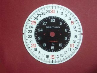 Breitling Stoppuhr-Zifferblatt Kurzzeitmesser, Kaliber: Baumgartner 412 & 413, Metall bedruckt 