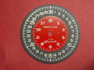 Breitling Stoppuhr-Zifferblatt Kurzzeitmesser, Kaliber: Baumgartner 412 & 413, Metall bedruckt 