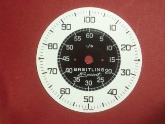 Breitling Stoppuhr-Zifferblatt Kurzzeitmesser, Kaliber: Baumgartner 412 & 413, Metall bedruckt 