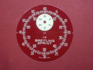 Breitling Stoppuhr-Zifferblatt Kurzzeitmesser, Kaliber: Baumgardner 410 & 411, Metall bedruckt 