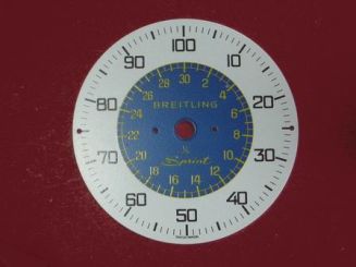 Breitling Stoppuhr-Zifferblatt Kurzzeitmesser, Kaliber: Baumgardner 412 & 413, Metall bedruckt 