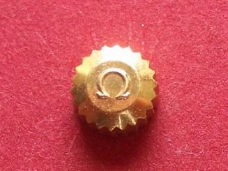 Omega Krone in doublé wasserdicht, Ø 5,00mm, Höhe 3,0mm, Gewinde 0,9mm, Tubus 2,0mm 