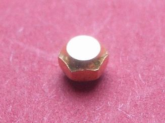 Uhrenkrone sechseckig 24 Karat Gold, Ø 3mm, Höhe 2,6mm, Gewinde 0,9mm 