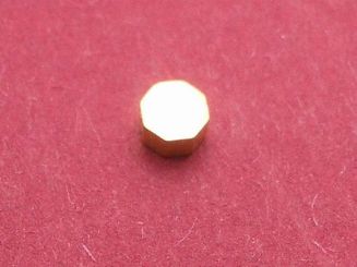 Uhrenkrone achteckig 24 Karat Gold, Ø 3,3mm, Höhe 2,1mm, Gewinde 0,9mm 