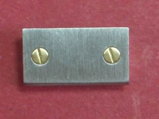 Cartier Santos Gehäuseanstoß-Glied, 14mm, Stahl mit 2 Goldschrauben, altes Model, eingeschoben 