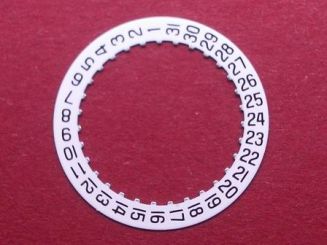 ETA Datumsscheibe, Kaliber 956.112, schwarze Schrift auf weißem Grund,  Datumsfenster bei der 3 