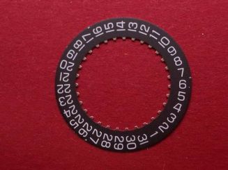 ETA Datumsscheibe, Kaliber 956.414, weiße Schrift auf schwarzem Grund,  Datumsfenster bei der 3 