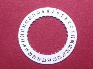 ETA Datumsscheibe, Kaliber 956.612, schwarze Schrift auf weißem Grund,  Datumsfenster bei der 4,3 