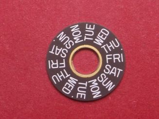 ETA 7750 / Valjoux 7750  Tagesscheibe englisch, schwarz mit weißer Schrift 