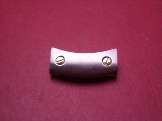 Cartier Gehäuseanstoßglied, Stahl/Gold, 16,6mm, rechts verschraubt, gebraucht 