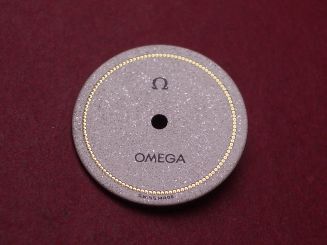 Omega Zifferblatt, Ø 16,5mm, creme/glitzer mit goldfarbenen Inlays 