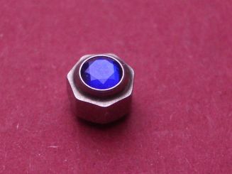 Cartier Krone, siebeneckig, Stahl, poliert mit eingefasstem Spinell, ohne innen liegende Dichtung, für Santos VC070192 Maße: Ø 4,75mm Höhe: 3,95mm 