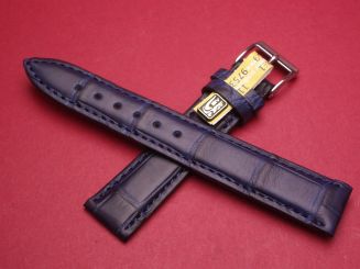 Louisiana Krokodil-Leder-Armband , 18mm im Verlauf auf 16mm Farbe: Blau große Narbung 