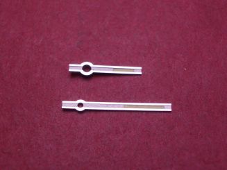 Zeigerspiel von Fiedler, passend für Rolex Kal. 1600, weiß, Stundenzeigermaße: Ø 130, Länge 7,2mm, Minutenzeigermaße: Ø 80, Länge 12,0mm 