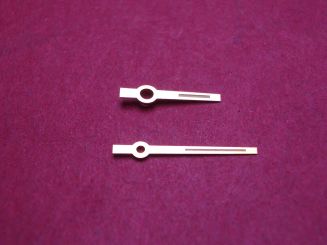 Zeigerspiel von Fiedler, passend für Rolex Kal. 1500, gelb, Stundenzeigermaße: Ø 130, Länge 6,4mm, Minutenzeigermaße: Ø 80, Länge 10,0mm 