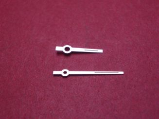 Zeigerspiel von Fiedler, passend für Rolex Kal. 1500, weiß, Stundenzeigermaße: Ø 130, Länge 6,4mm, Minutenzeigermaße: Ø 80, Länge 10,0mm 