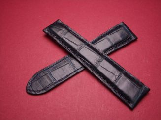 Cartier Uhren-Lederarmband, Krokodil 18mm im Verlauf auf 16mm Farbe: dunkel Blau 