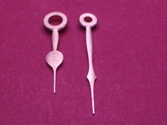 Taschenuhr-Zeiger rosé, Roskopf Poires, Loch-Ø Std/Min 240/140, Länge Stundenzeiger: ca. 15,5mm, Länge Minutenzeiger ca. 19,5mm 