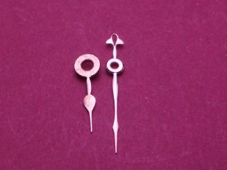 Taschenuhr-Zeiger rosé, Loch-Ø Std/Min 200/125, Länge Stundenzeiger: ca. 11,7mm, Länge Minutenzeiger ca. 15,2mm 