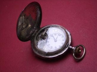 Taschenuhr mit Sprungdeckel, 875er Silber, Ø 56,1mm, gebraucht 