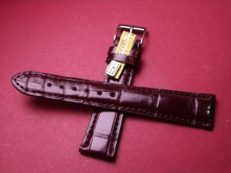 Louisiana Krokodil-Leder-Armband, 20mm im Verlauf auf 16mm Farbe: Rot-Braun (große Narbung) 