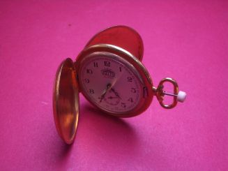 Taschenuhr (Eisenbahnuhr) mit Sprungdeckel Vialux, Außen-Ø 42,8mm, gebraucht 