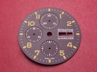 Hacher Zifferblatt, Ø 33,5mm, schwarz/gelb/weiß, NOS (New Old Stock) 