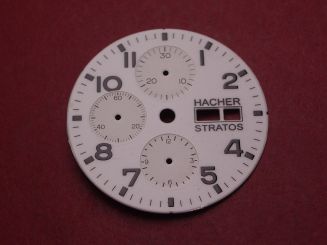 Hacher Zifferblatt, Ø 33,5mm, weiß/schwarz, NOS (New Old Stock) 