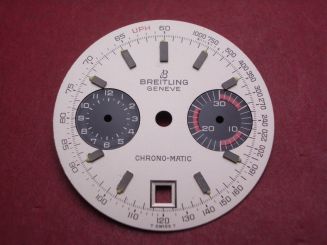 Breitling Chronographen Zifferblatt, für Cal. 7750,  Ø 31,0mm, Datum bei der 6, Farbe: creme, schwarze Indikatoren 