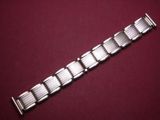 Schönes altes Flex Metall-Uhren-Armband Extra lang, 18mm, aus den 60er Jahren Farbe: rosegold 