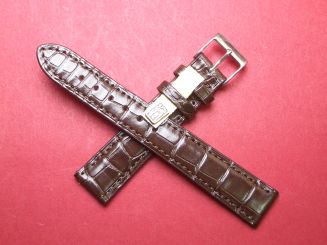 Louisiana Krokodil-Leder-Armband 18mm im Verlauf auf 16mm Farbe: Dunkelbraun 