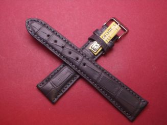 Louisiana Krokodil-Leder-Armband, 20mm im Verlauf auf 16mm Farbe: Antrazith / dunkel Grau (große Narbung) 