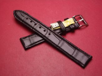 Louisiana Lederarmband, Krokodil, Breite: 17mm-16mm, Längen: 117mm & 77mm, Farbe: schwarz matt 