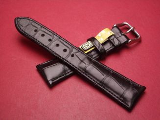 Mühle Lederarmband, Krokodil, Breite: 22mm-18mm, Längen: 118mm & 77mm, Farbe: schwarz matt 