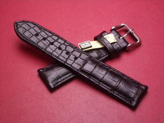 Chronoswiss Lederarmband, Krokodil, Breite: 21mm-20mm, Längen: 118mm & 75mm, Farbe: schwarz matt 