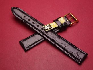 Lederarmband, Krokodil, Breite: 16mm-14mm, Längen: 117mm & 73mm, Farbe: schwarz glänzend 