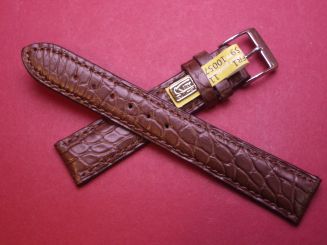 Louisiana Krokodil-Leder-Armband , 18mm im Verlauf auf 16mm Farbe: braun gelbe Schließe