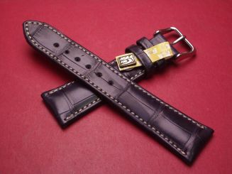 D.Dornblüth & Sohn Lederarmband, Krokodil, Breite: 22mm-18mm, Längen: 116mm & 76mm, Farbe: dunkelblau mit heller Naht 
