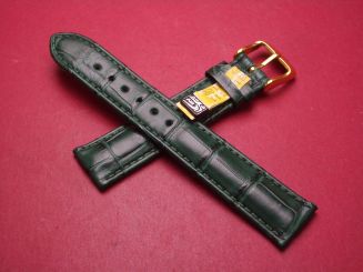 Lederarmband, Krokodil, Breite: 18mm-16mm, Längen: 117mm & 76mm, Farbe: grün 